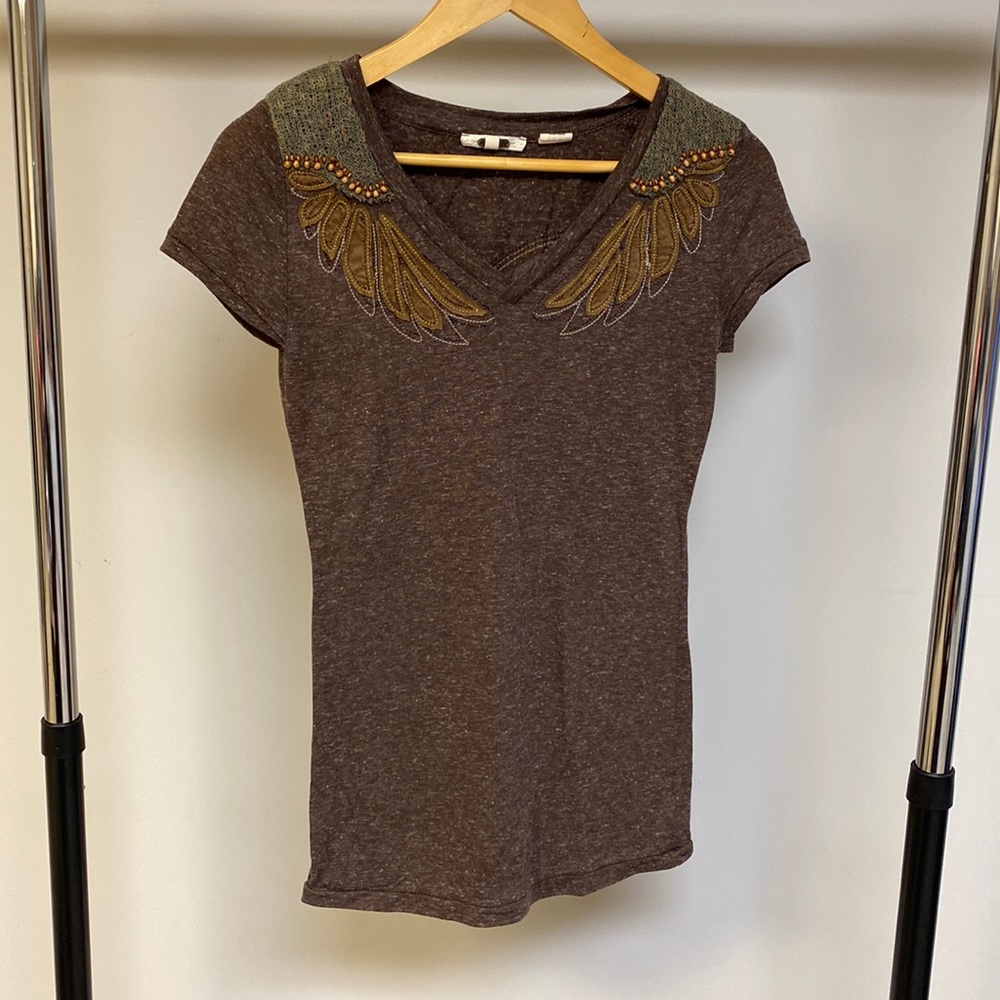 Miss Me brown embellished tee